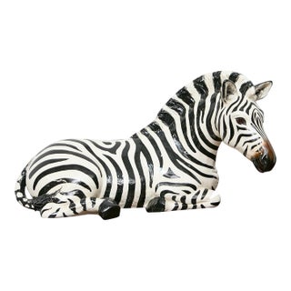 Signed 1981 Ceramic Zebra Sculpture by the Townsends, Usa For Sale