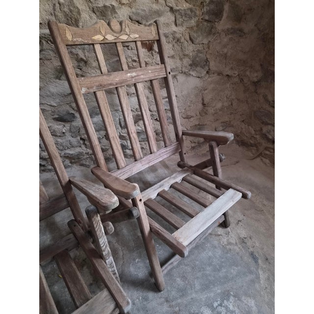 Wood Vintage American Folding Hardwood Lounge Chairs, 1940s, Set of 6 For Sale - Image 7 of 18