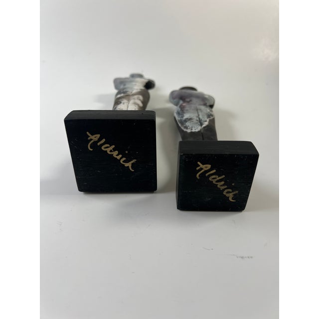 Late 20th Century Contemporary ’Goddesses’ Cycladic Style Ceramic Sculptures by Cynthia Aldrich - Set of 2 For Sale In Portland, ME - Image 6 of 6