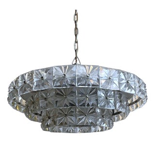 Mid-Century Crystal Ceiling Light attributed to Eriksmåla, Sweden, 1960s For Sale
