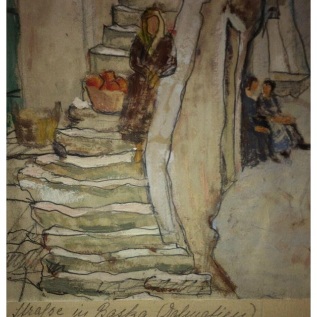 Schürholz Hans, Baška Street View KRK Street Dalmatia Croatia, 1930, Oil on Canvas For Sale - Image 10 of 13