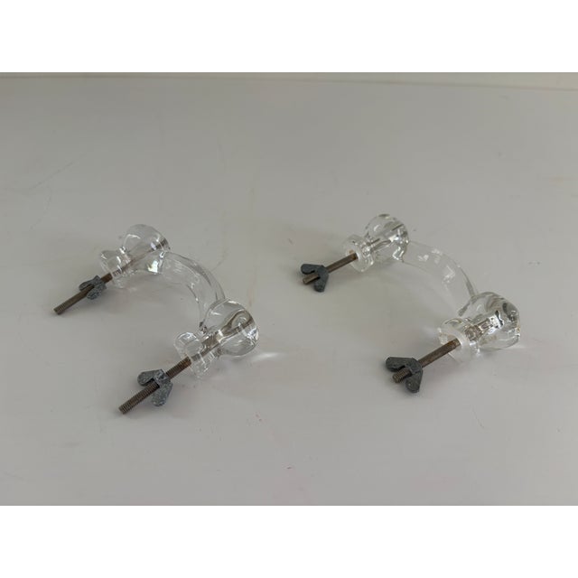 Pair of Vintage Clear Glass Bridge Drawer Pulls, 1930s–1940s Glass Cabinet Knobs== For Sale - Image 17 of 18