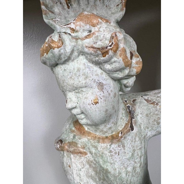 Gray Pair of Cherub Consoles With Marble Tops, Circa 1930s For Sale - Image 8 of 12