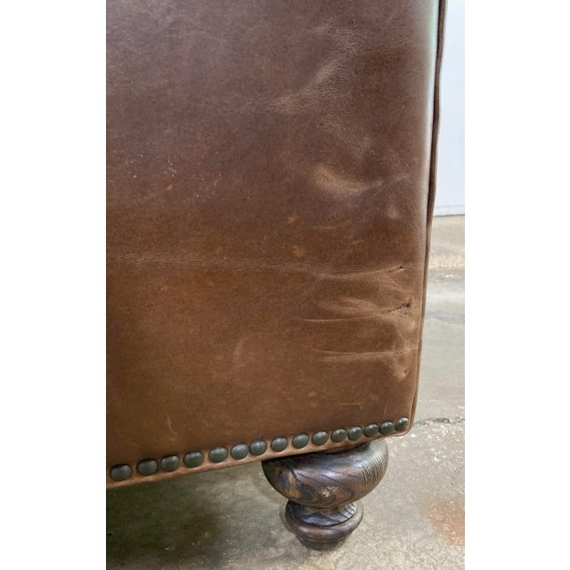Vintage English Chesterfield Style Tufted Leather Club Chair For Sale - Image 11 of 11