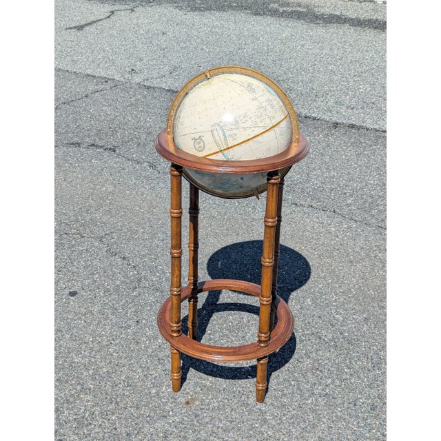 Brown Mid Century Terrestrial Wood Standing Floor Globe For Sale - Image 8 of 9