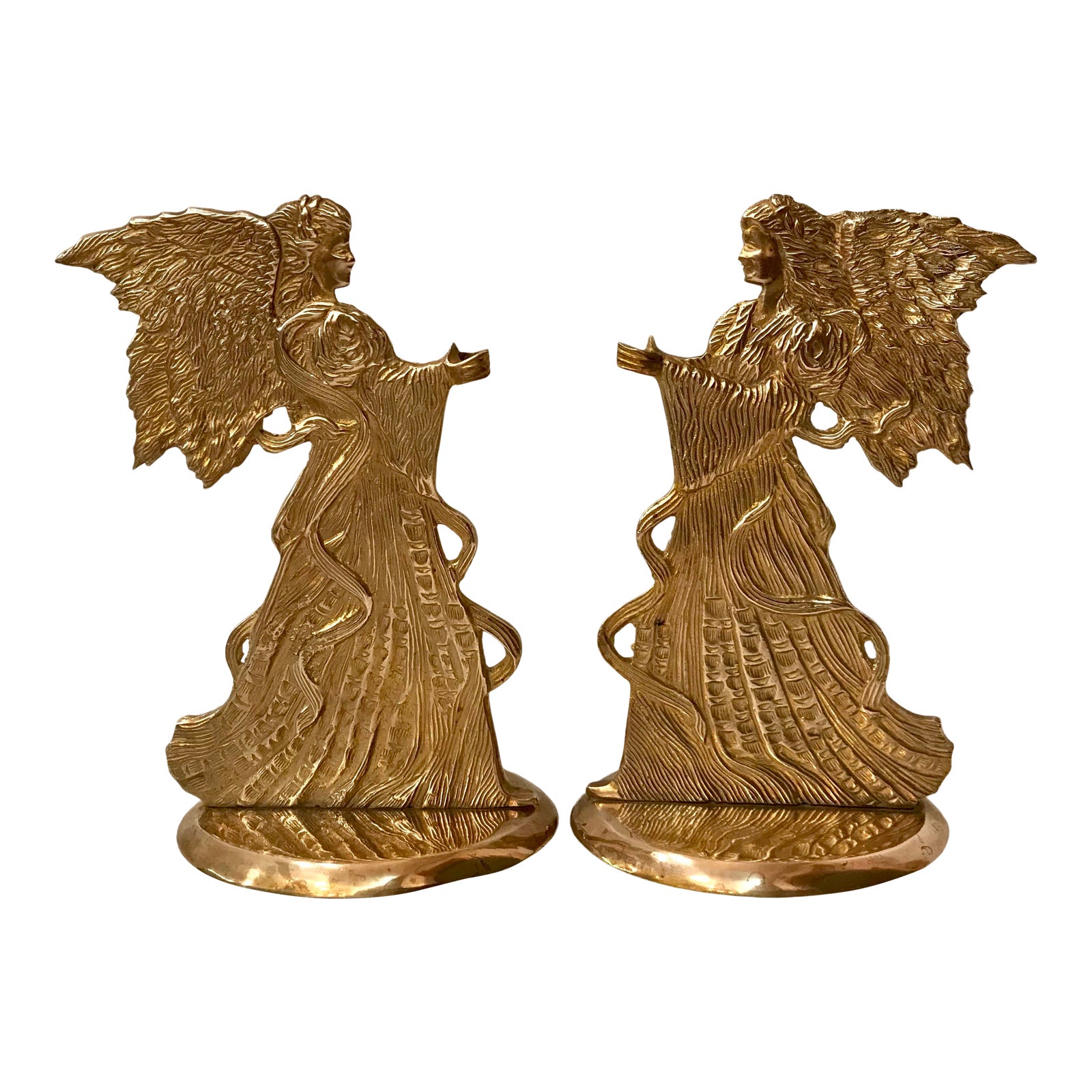 Vintage Brass Angel Candle Holders a Pair Chairish