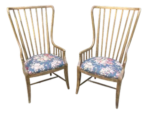 Pair of Attributed Hooker Spindle Chairs With Ralph Lauren Upholstery