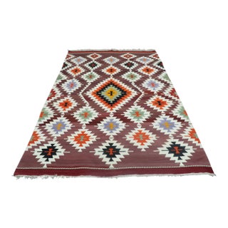 Vintage Turkish Kilim Rug-6′9″ × 9′5″ For Sale