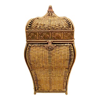 Copper Accented Wicker Blanket Chest For Sale