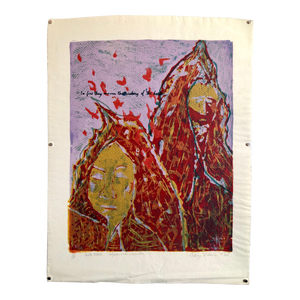 Unknown, Vintage Vibrant Mod Divine Comedy Dante Inferno Virgil Woodblock Woodcut Print, c.1960-1970s