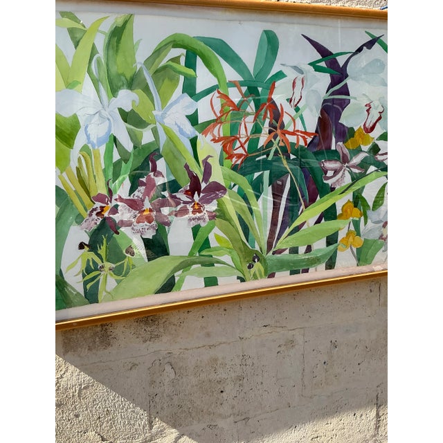 Vintage Regency 1984 Monumental Original Floral Watercolor on Paper For Sale - Image 12 of 12