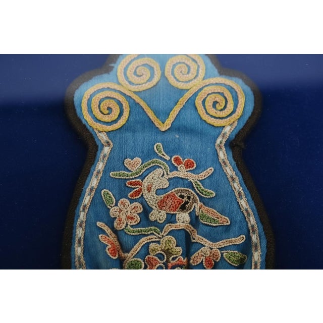 Framed Chinese Qing Dynasty Ornate Bird & Flower Embroidered Silk Purse Satchel For Sale - Image 4 of 10