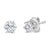 Contemporary 14K White Gold 1/2 Cttw Lab-Grown Diamond 6 Prong Hidden Halo Stud Earrings, A Pair For Sale - Image 3 of 5