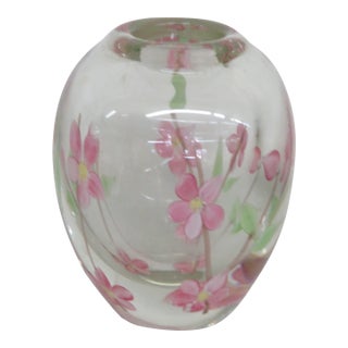 Hand Painted Double Wall Glass Paperweight Vase 4425b For Sale