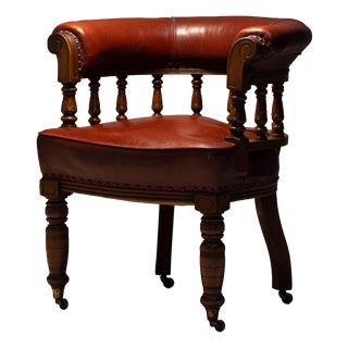 Leather Desk Chair, 1880 For Sale