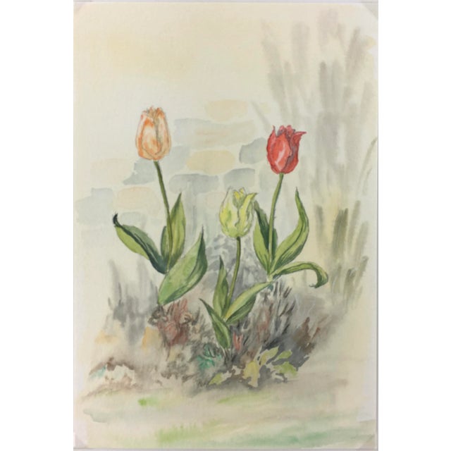 1980s Watercolor Painting - Delicate Tulips For Sale - Image 5 of 5