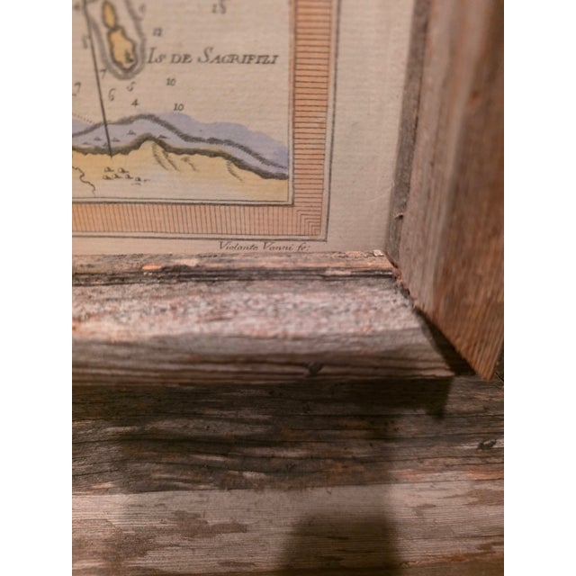 Hand Colored 18th C Map of Vera Cruz Mexico in Rustic Ranch Frame For Sale - Image 12 of 12