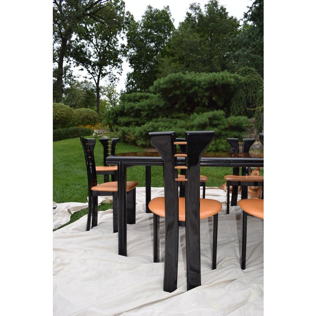 Pierre Cardin for Roche Bobois 1970s Black Lacquer Dining Set of 11 For Sale In Chicago - Image 6 of 12