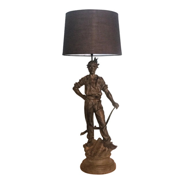 Large Figural Lamp of a Dutch Plowman For Sale