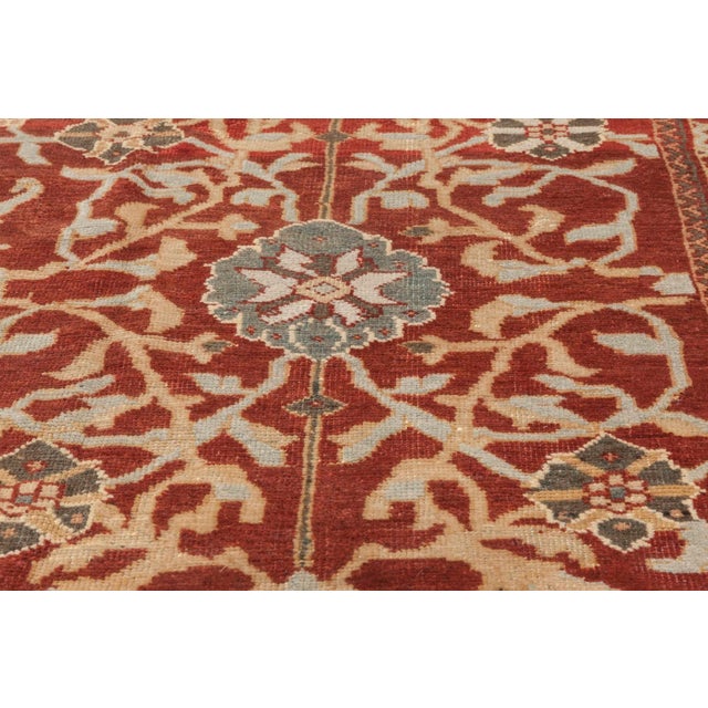 1920s 1920s Persian Sultanabad Red, White and Blue Handwoven Wool Rug For Sale - Image 5 of 6