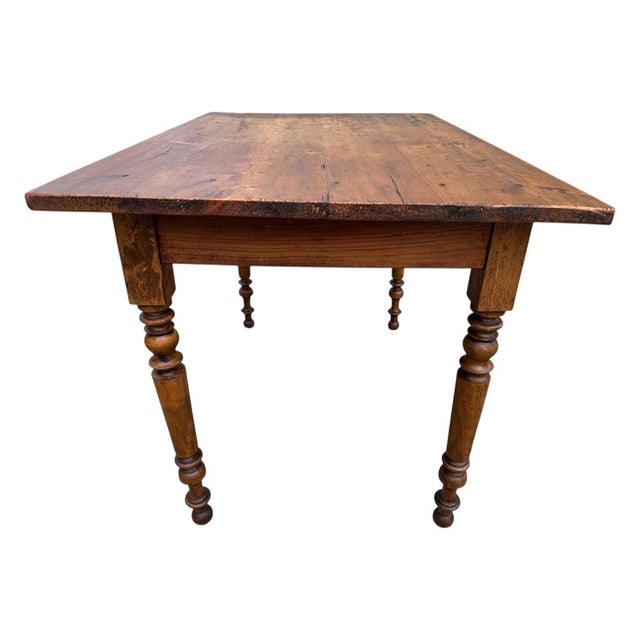 Brown Antique Louis Philippe Style Parisian Fir Bistro Table For Sale - Image 8 of 12