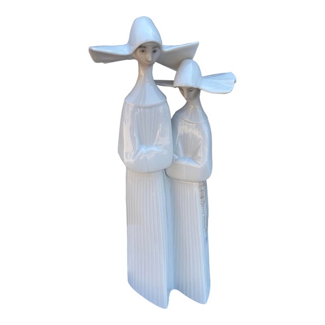 Vintage Lladró Retired Porcelain "Nuns" Figurine No. 4611 (Spain, C. 1980s) For Sale