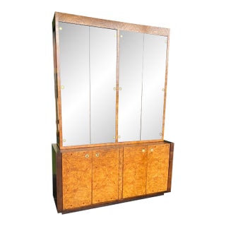 Mid Century Century Burl China Cabinet For Sale