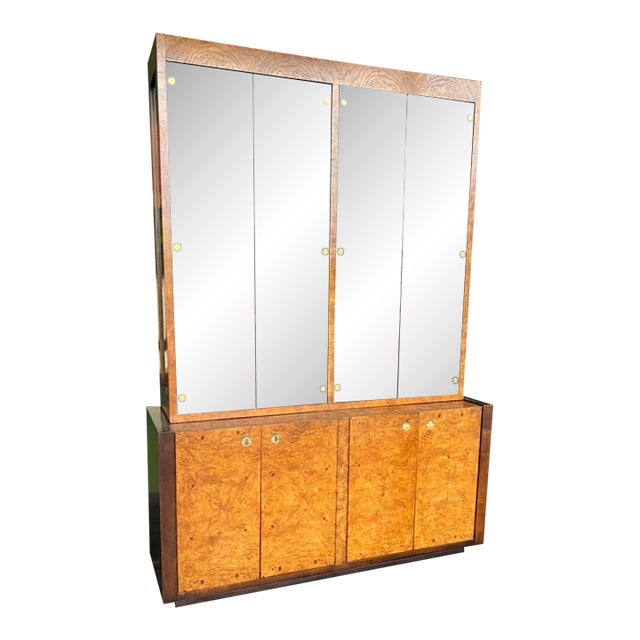 Mid Century Century Burl China Cabinet For Sale