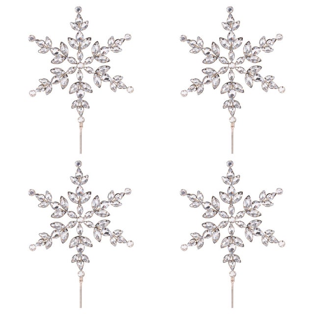 Contemporary Jeweled Snowflake Stem (Set of 4) For Sale - Image 3 of 3