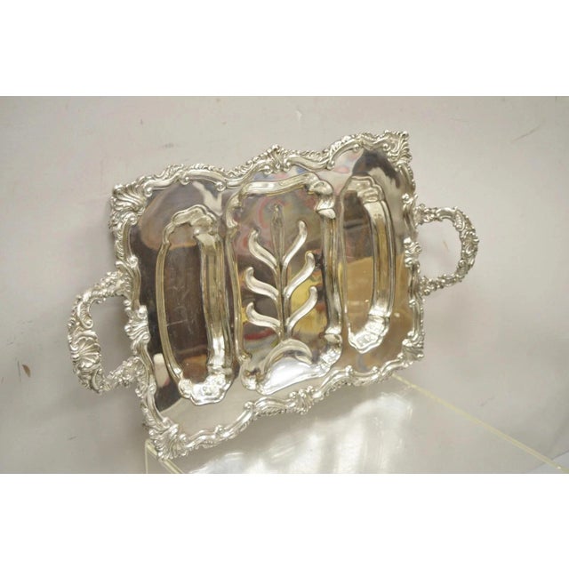 Early 20th Century Victorian Meneses Orfebres Silver Plated Meat Cutlery Serving Platter Tray For Sale - Image 4 of 10