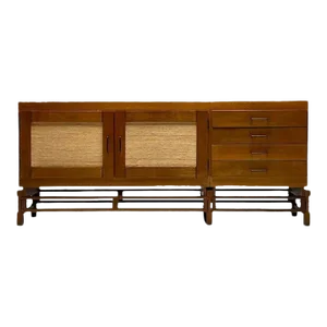 Leonardo Fiori, Italian Mid-Century Modern, Sideboard, Wengé, Seagrass, 1950s