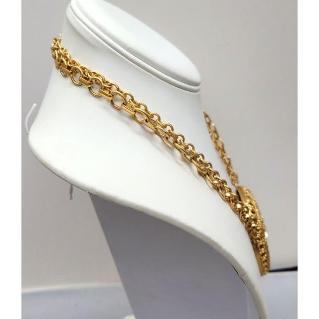 1970s Vintage Signed Napier Goldtone Coat of Arms Pendant Necklace, 1971 Ad Piece For Sale - Image 5 of 9