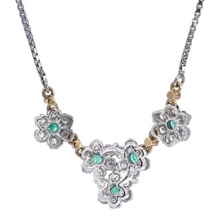 1980s Buccellati Garland Necklace Emeralds Diamonds 18k For Sale