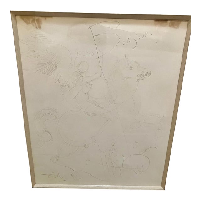 Magnificent original pen, and ink by the master surrealist Salvador Dali. Titled Bonjour, The subject matter is a nude...