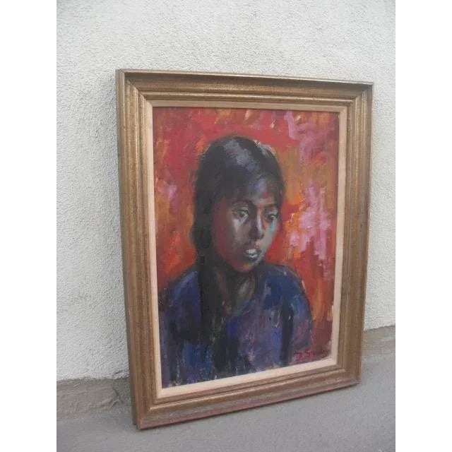 Mid 20th Century Impressionistic Female Portrait Painting, Framed For Sale In Los Angeles - Image 6 of 8