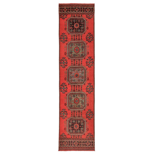 Textile Mid 20th Century Red Vintage Turkish Oushak Runner For Sale - Image 7 of 7
