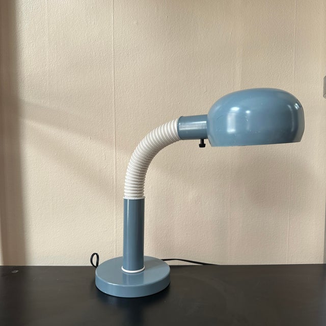 Vintage Alsy Gooseneck Flex Desk Lamp in Slate Blue, Circa 1970s For Sale - Image 4 of 7