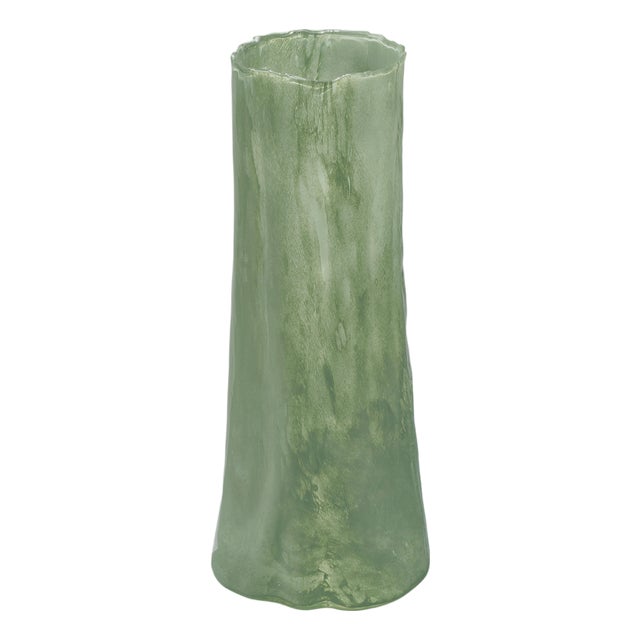 Jamie Young Sequoia Green Glass Decorative Vase, Small For Sale