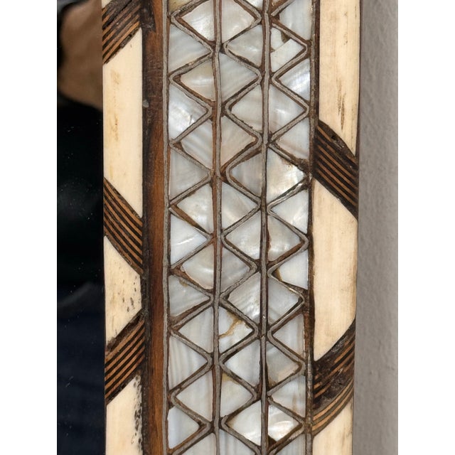Syrian Mother of Pearl Inlay Leaning Mirror, Vintage For Sale - Image 9 of 12