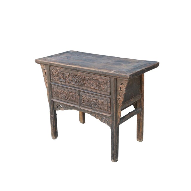 Chinese Antique Hand Carved Antique Shanxi Console Table For Sale - Image 3 of 8