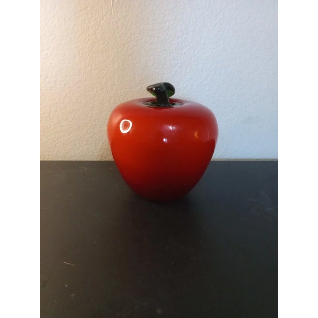 Large 1980s Art Glass Apple Figurine For Sale - Image 4 of 5