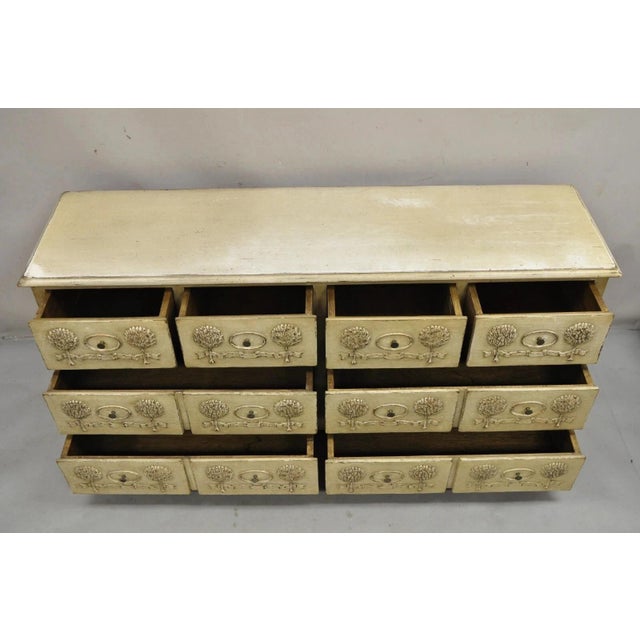 Mid 20th Century Vintage French Country Provincial Cream Distress Painted Dresser by Roundtree For Sale - Image 5 of 12