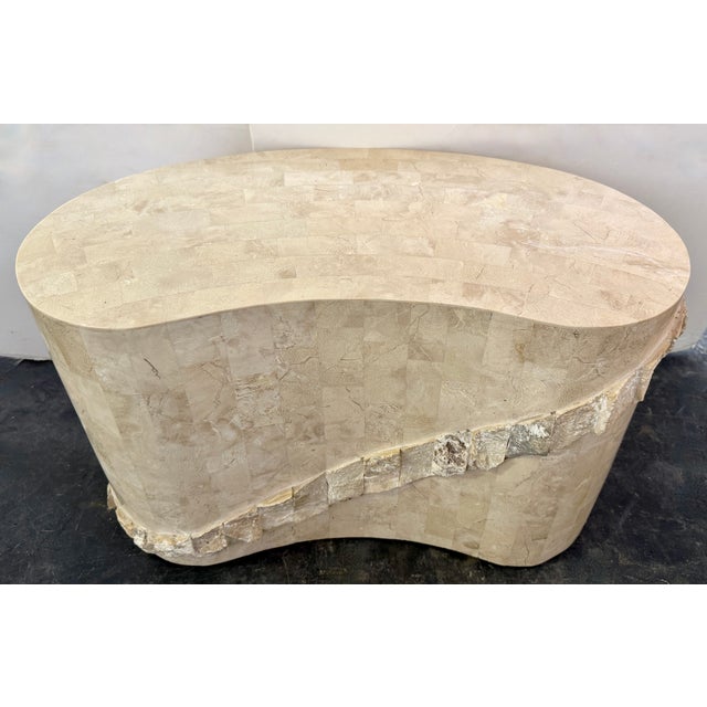 1980s Postmodern Tessellated Mactan Stone Kidney/Bean-Shaped Coffee Table For Sale In Miami - Image 6 of 7