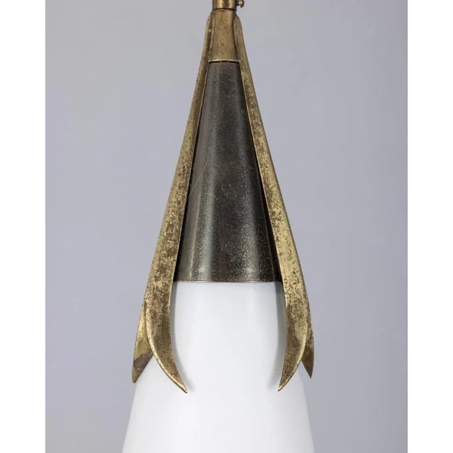 Brass and Opaline Glass Pendant from Stilnovo, 1960s For Sale - Image 6 of 8