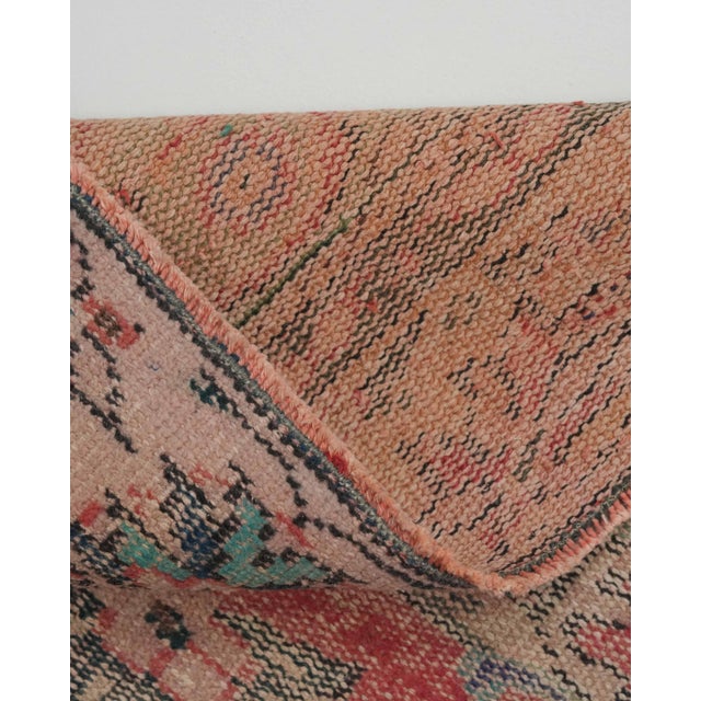 1970s Vintage Handmade Wool Cotton Pink Area Rug For Sale - Image 10 of 12