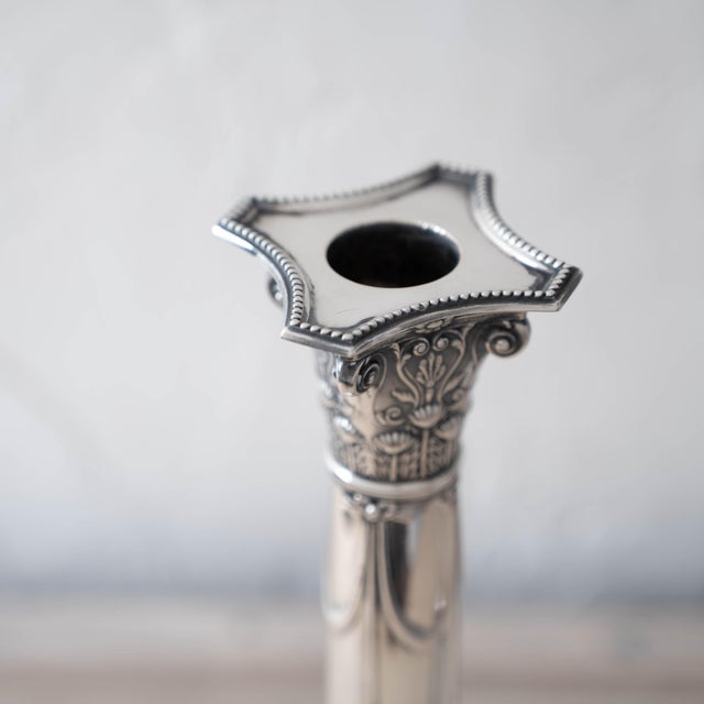 Metal Hawksworth, Eyre & Co LTD Georgian Sterling Silver Candlesticks, Sheffield 1905 For Sale - Image 7 of 10