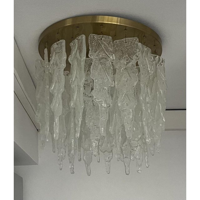 Mid-Century Italian Clear Murano Leaf Flushmount, 1970s For Sale - Image 15 of 17