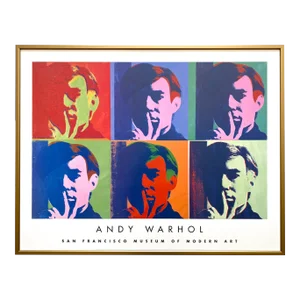 Andy Warhol Foundation Lithograph Print Framed Pop Art Poster " a Set of Six Self Portraits " 1967