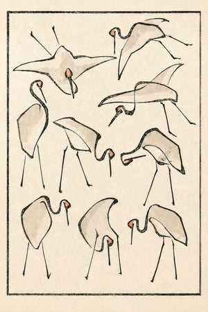 Crane Studies 2 by Katsushika Hokusai, Japanese Art Print Reproduction, 16" X 24"