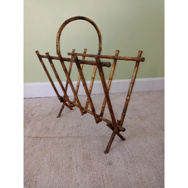 Vintage Faux Bamboo Metal Magazine Rack For Sale In New York - Image 6 of 6